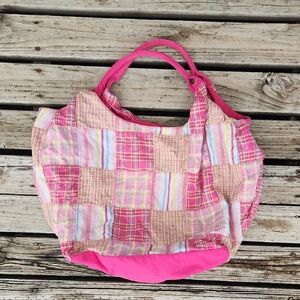 Pink, Yellow, Blue Plaid Patchwork Quilted Hobo Bag Y2k Spring